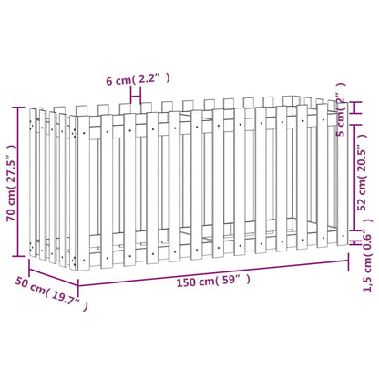 Garden Raised Bed with Fence Design 150x50x70 cm Solid Wood Douglas