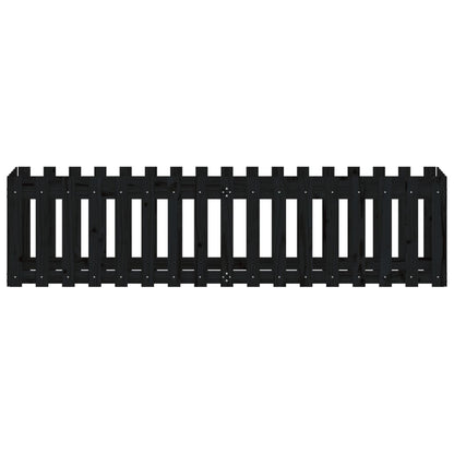 Garden Raised Bed with Fence Design Black 200x50x50 cm Solid Wood Pine