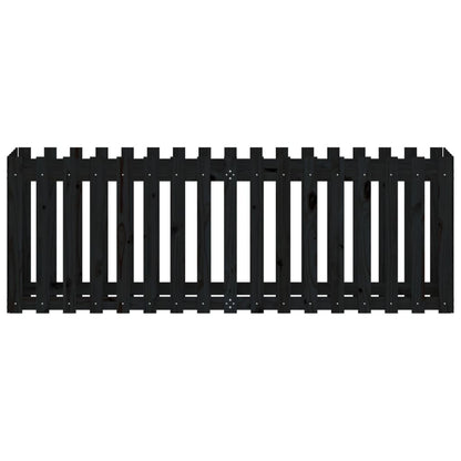 Garden Raised Bed with Fence Design Black 200x50x70 cm Solid Wood Pine