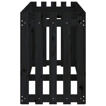 Garden Raised Bed with Fence Design Black 200x50x70 cm Solid Wood Pine
