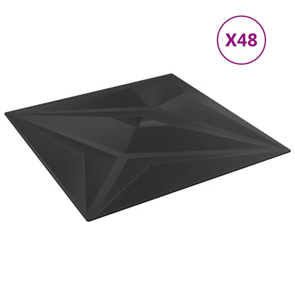 Wall Panels 48 pcs Black 50x50 cm XPS 12 m² Star