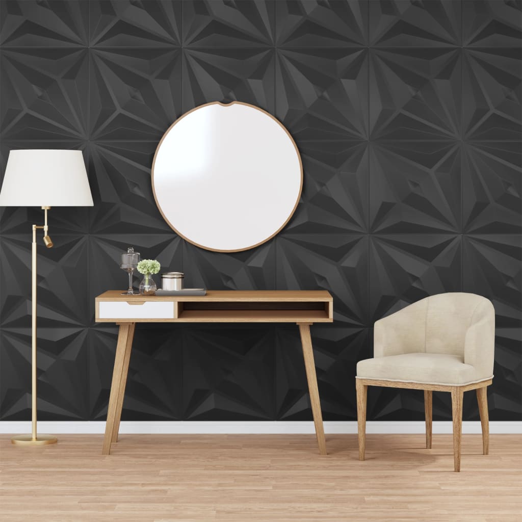 Wall Panels 48 pcs Black 50x50 cm XPS 12 m² Star