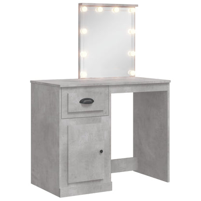 Dressing Table with LED Lights Concrete Grey 90x42x132.5 cm