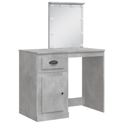 Dressing Table with LED Lights Concrete Grey 90x42x132.5 cm
