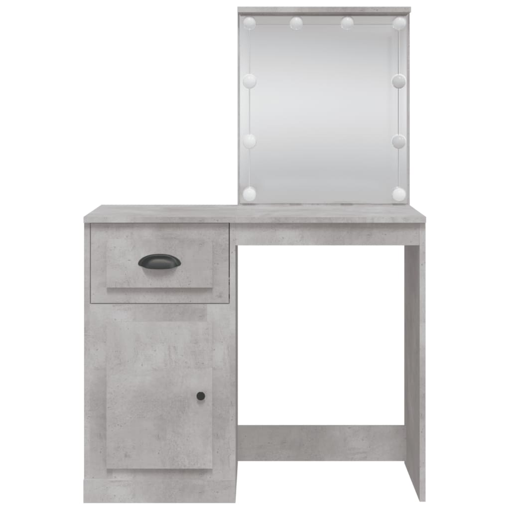 Dressing Table with LED Lights Concrete Grey 90x42x132.5 cm