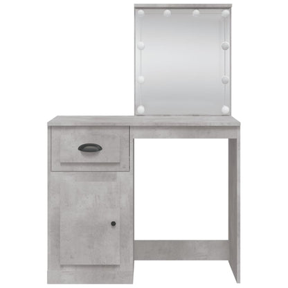 Dressing Table with LED Lights Concrete Grey 90x42x132.5 cm