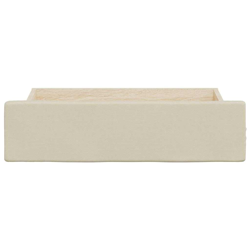 Bed Drawers 2 pcs Cream Engineered Wood and Faux Leather