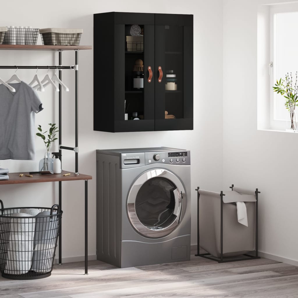 Wall Mounted Cabinet Black 69.5x34x90 cm