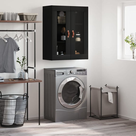 Wall Mounted Cabinet Black 69.5x34x90 cm