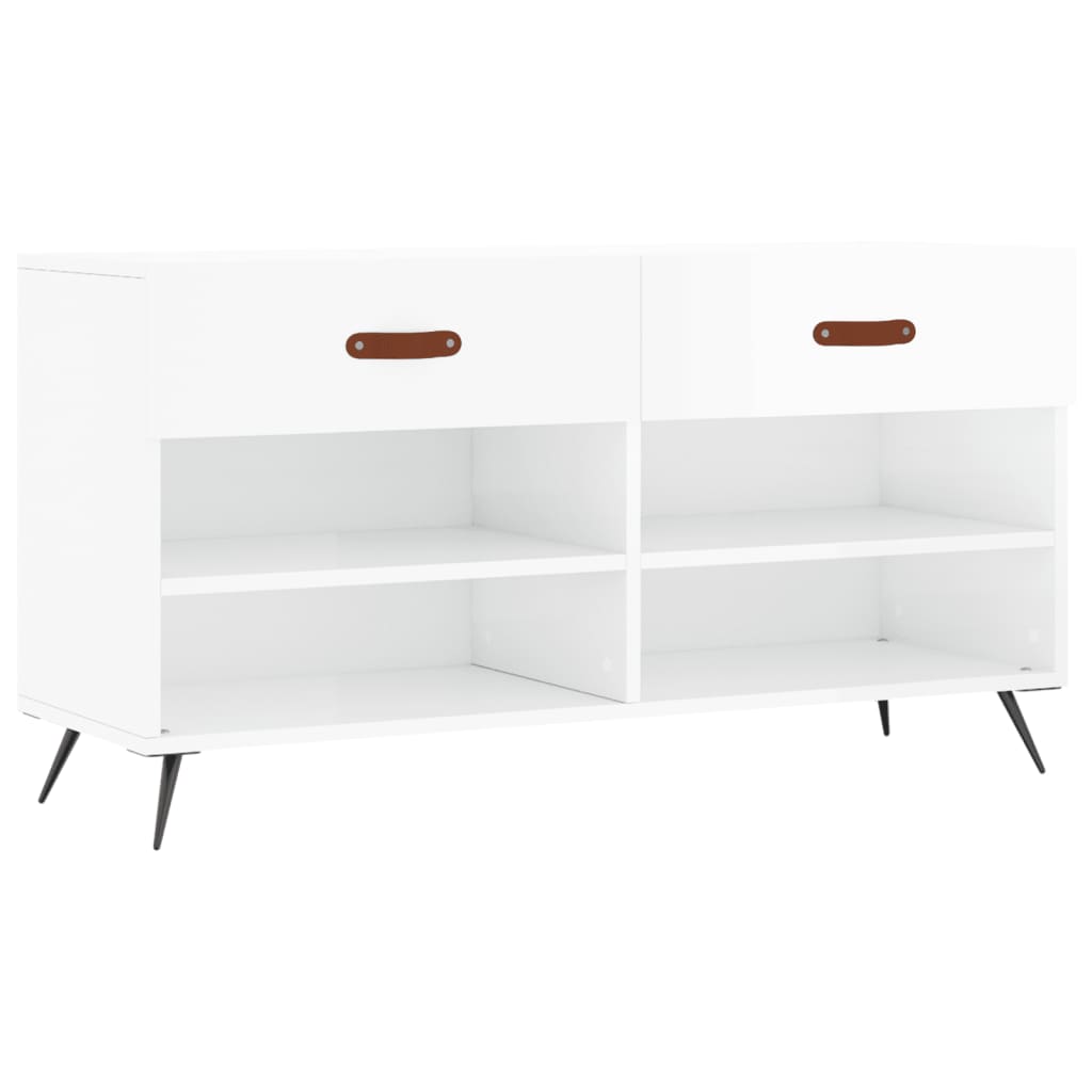 Shoe Bench High Gloss White 102x35x55 cm Engineered Wood