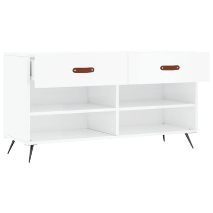Shoe Bench High Gloss White 102x35x55 cm Engineered Wood
