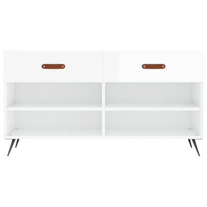Shoe Bench High Gloss White 102x35x55 cm Engineered Wood
