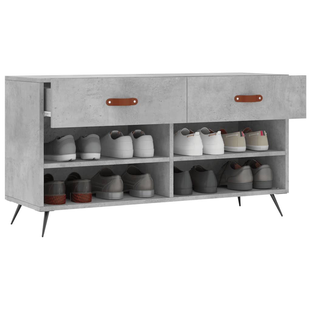 Shoe Bench Concrete Grey 102x35x55 cm Engineered Wood