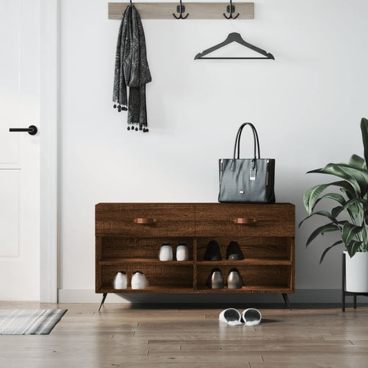 Shoe Bench Brown Oak 102x35x55 cm Engineered Wood