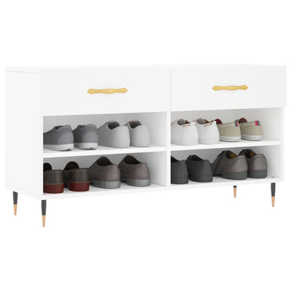 Shoe Bench White 102x35x55 cm Engineered Wood