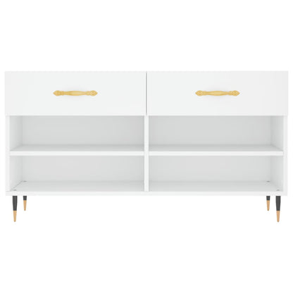 Shoe Bench White 102x35x55 cm Engineered Wood