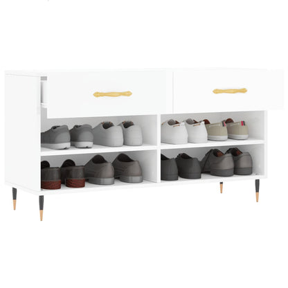 Shoe Bench High Gloss White 102x35x55 cm Engineered Wood