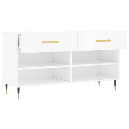 Shoe Bench High Gloss White 102x35x55 cm Engineered Wood