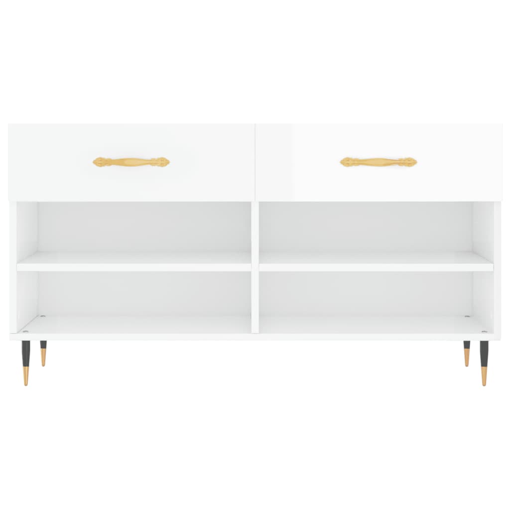 Shoe Bench High Gloss White 102x35x55 cm Engineered Wood
