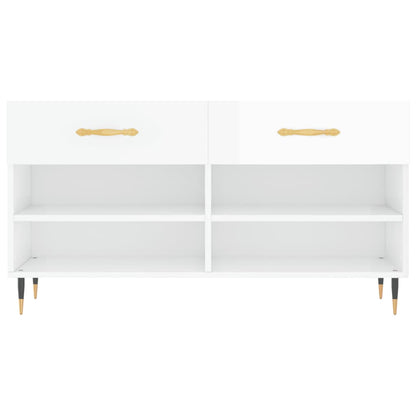 Shoe Bench High Gloss White 102x35x55 cm Engineered Wood