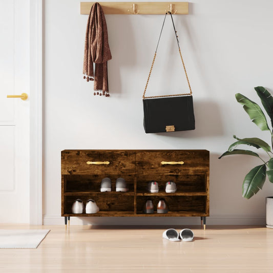 Shoe Bench Smoked Oak 102x35x55 cm Engineered Wood