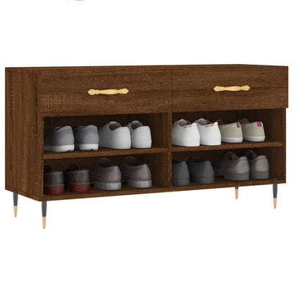 Shoe Bench Brown Oak 102x35x55 cm Engineered Wood