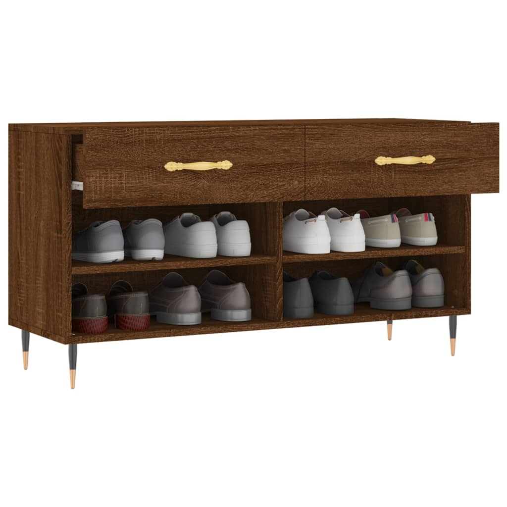 Shoe Bench Brown Oak 102x35x55 cm Engineered Wood
