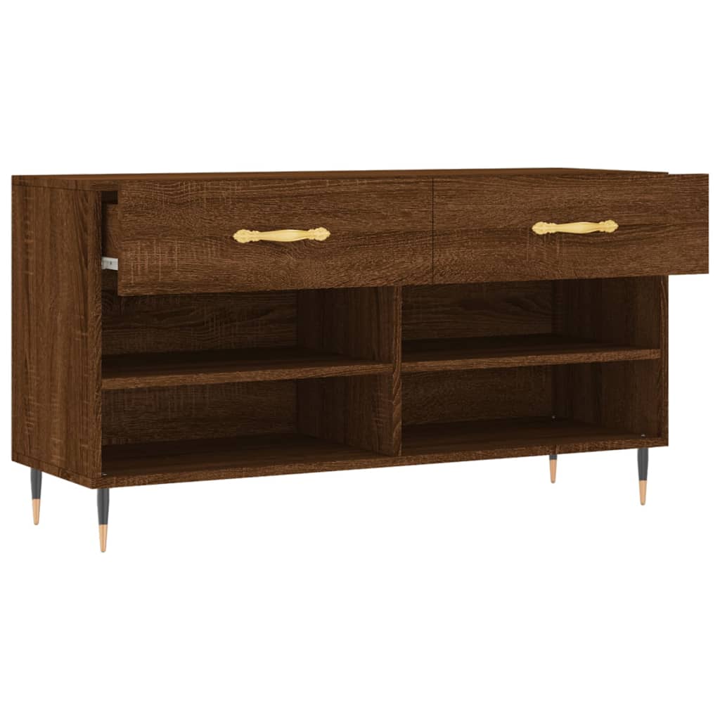 Shoe Bench Brown Oak 102x35x55 cm Engineered Wood