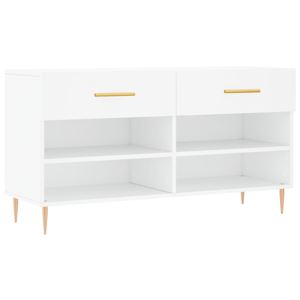 Shoe Bench White 102x35x55 cm Engineered Wood