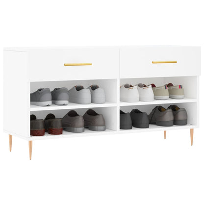 Shoe Bench White 102x35x55 cm Engineered Wood
