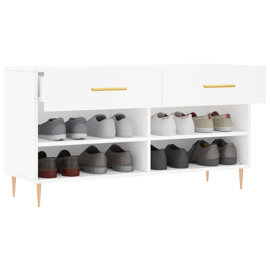 Shoe Bench White 102x35x55 cm Engineered Wood
