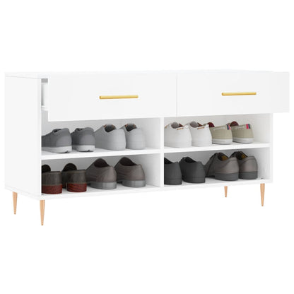 Shoe Bench White 102x35x55 cm Engineered Wood