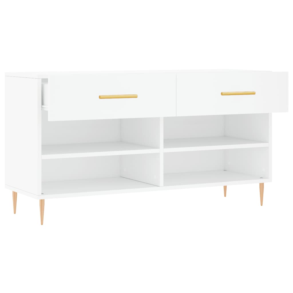 Shoe Bench White 102x35x55 cm Engineered Wood