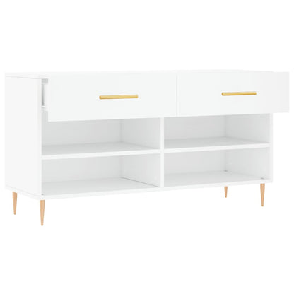 Shoe Bench White 102x35x55 cm Engineered Wood