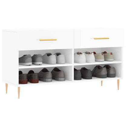 Shoe Bench High Gloss White 102x35x55 cm Engineered Wood