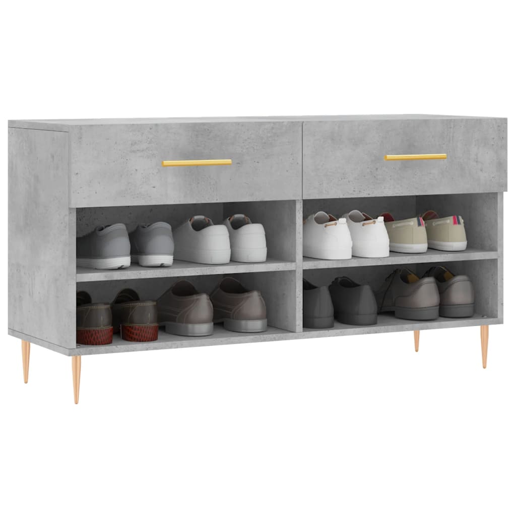 Shoe Bench Concrete Grey 102x35x55 cm Engineered Wood