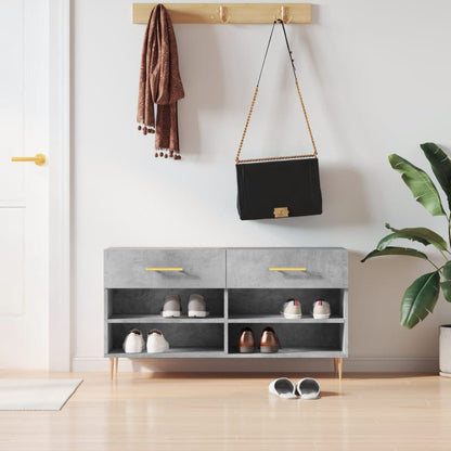 Shoe Bench Concrete Grey 102x35x55 cm Engineered Wood