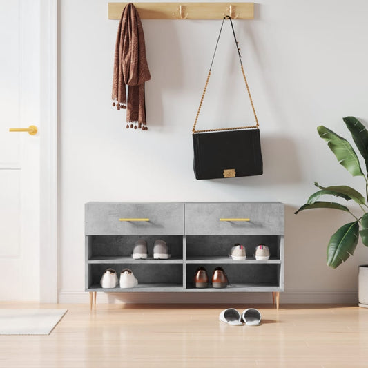 Shoe Bench Concrete Grey 102x35x55 cm Engineered Wood