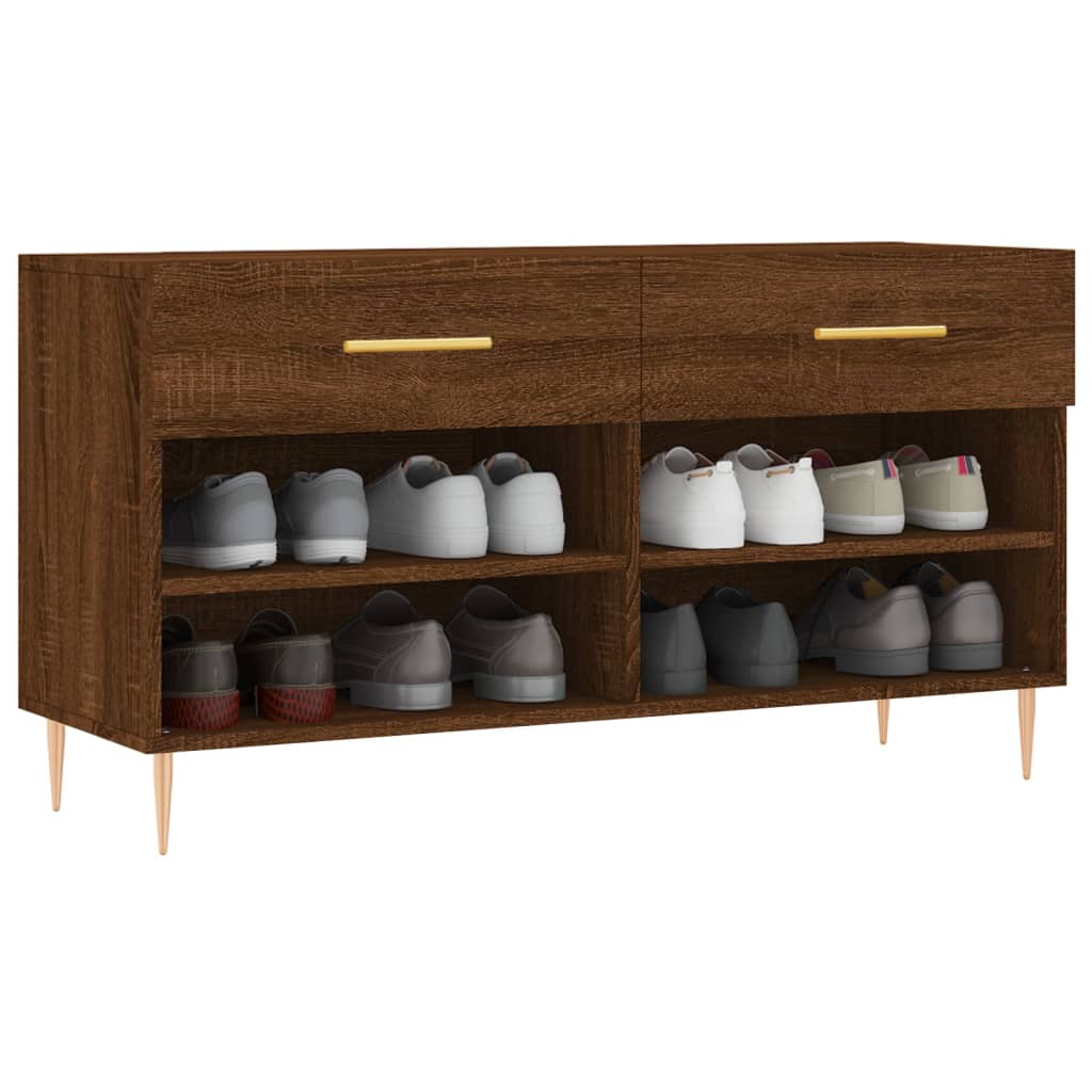 Shoe Bench Brown Oak 102x35x55 cm Engineered Wood