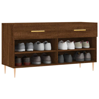 Shoe Bench Brown Oak 102x35x55 cm Engineered Wood