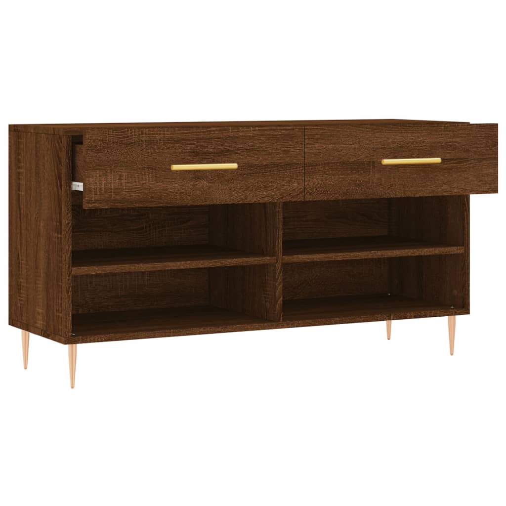 Shoe Bench Brown Oak 102x35x55 cm Engineered Wood