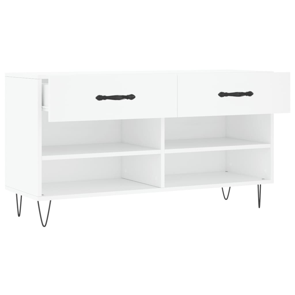 Shoe Bench White 102x35x55 cm Engineered Wood