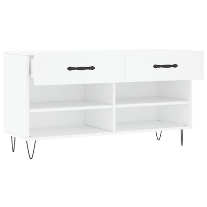 Shoe Bench White 102x35x55 cm Engineered Wood