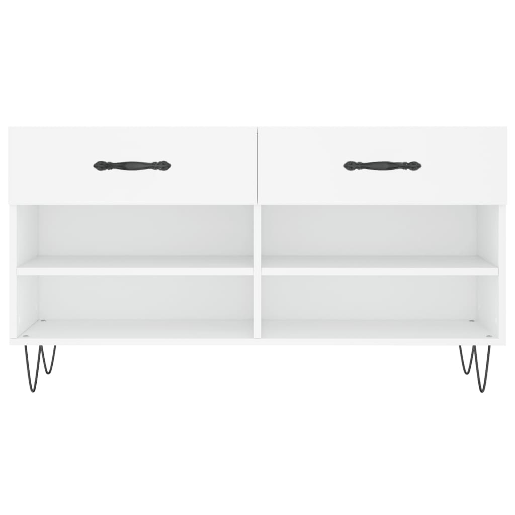 Shoe Bench White 102x35x55 cm Engineered Wood