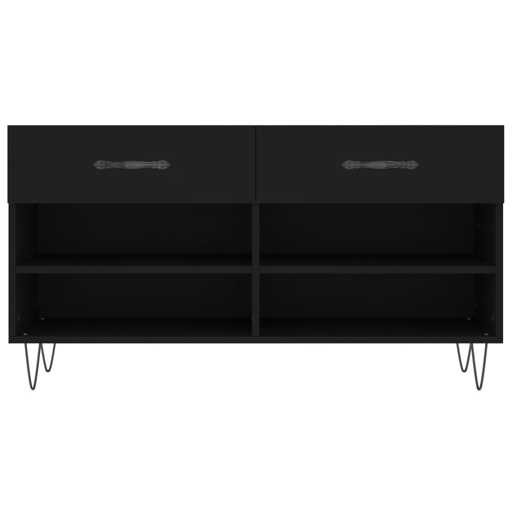 Shoe Bench Black 102x35x55 cm Engineered Wood