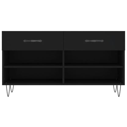 Shoe Bench Black 102x35x55 cm Engineered Wood
