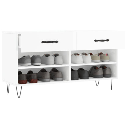 Shoe Bench High Gloss White 102x35x55 cm Engineered Wood
