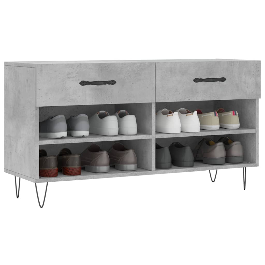 Shoe Bench Concrete Grey 102x35x55 cm Engineered Wood