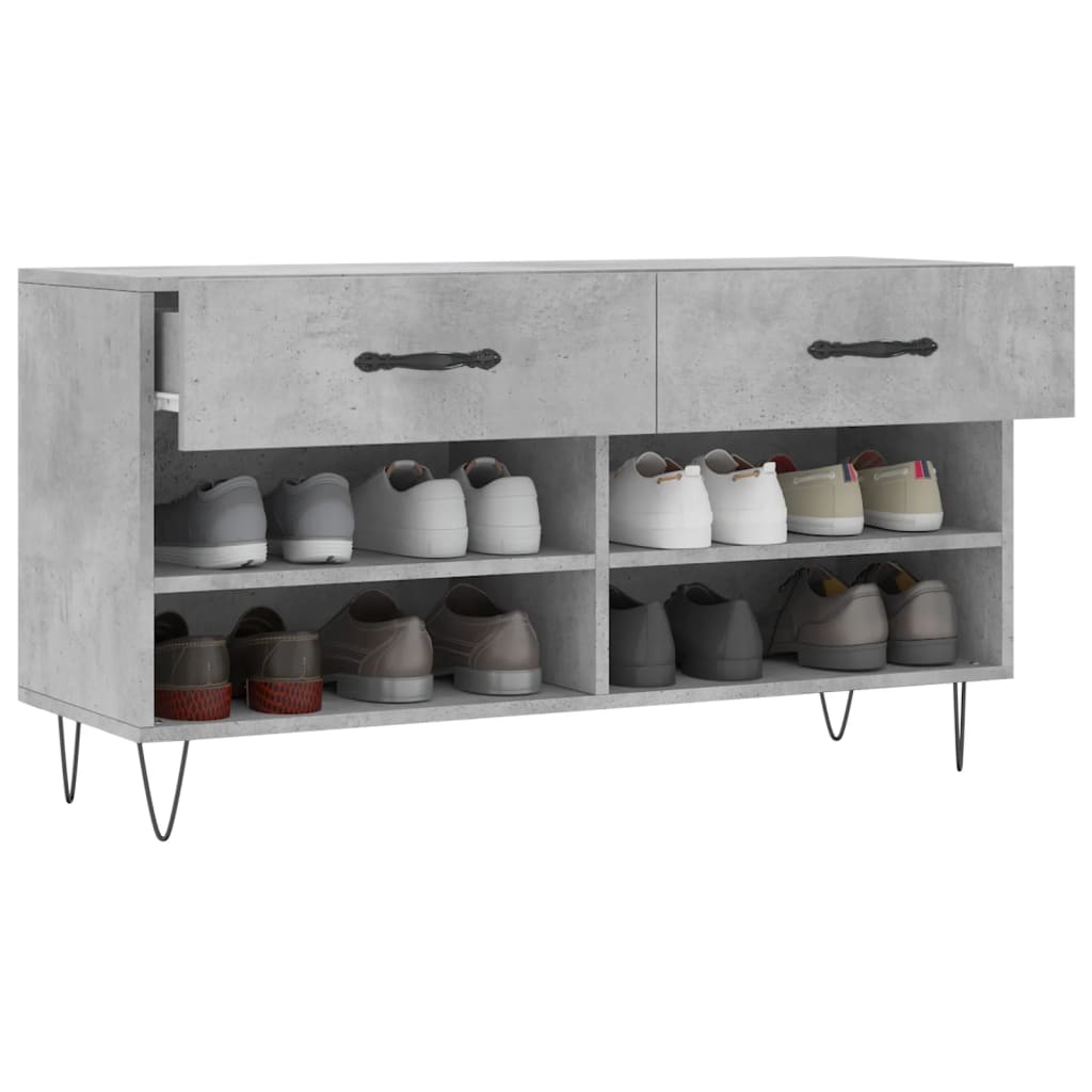 Shoe Bench Concrete Grey 102x35x55 cm Engineered Wood
