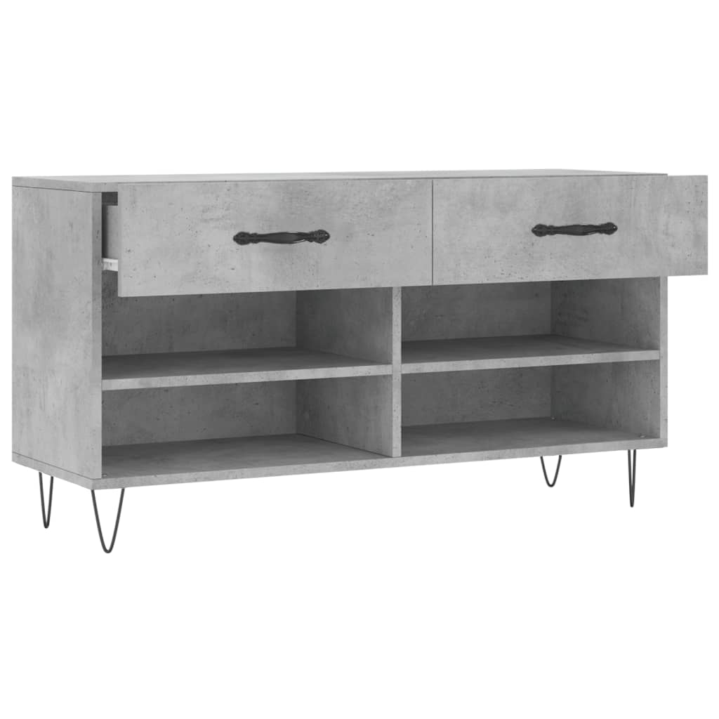 Shoe Bench Concrete Grey 102x35x55 cm Engineered Wood
